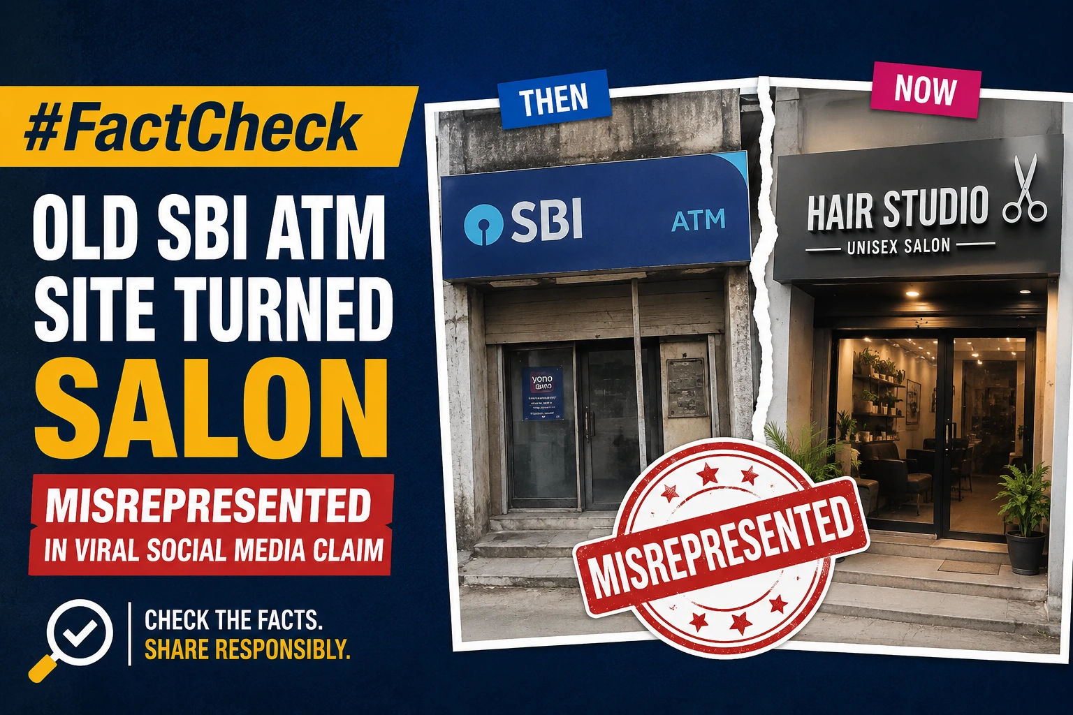 #FactCheck - Old SBI ATM Site Turned Salon Misrepresented in Viral Social Media Claim