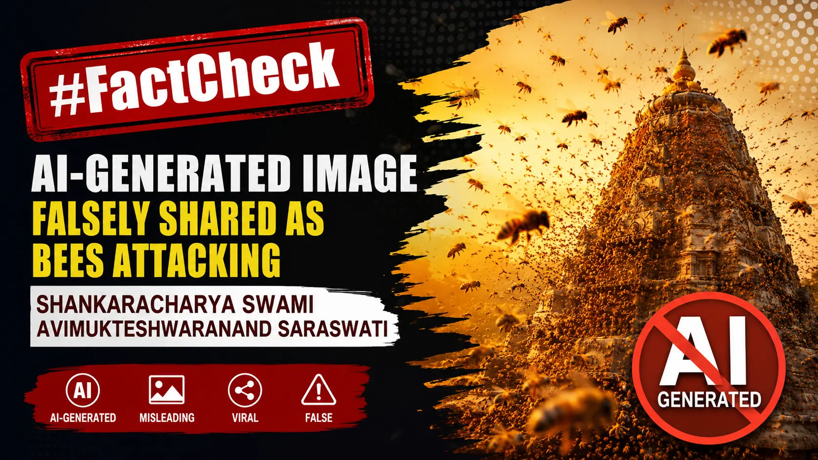 #FactCheck - AI-Generated Image Falsely Shared as Bees Attacking Shankaracharya Swami Avimukteshwaranand Saraswati