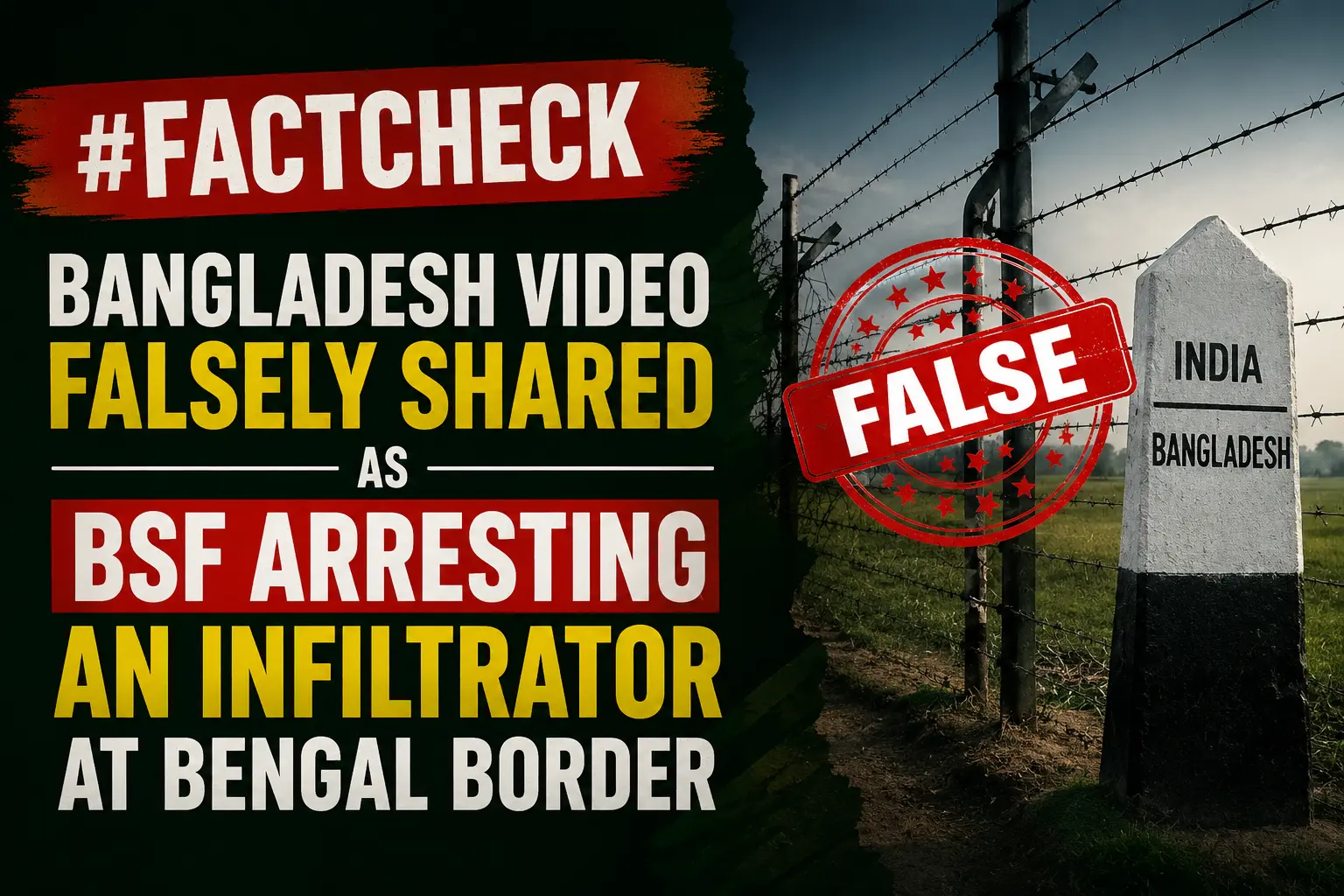 #FactCheck - Bangladesh video falsely shared as BSF arresting an infiltrator at Bengal border