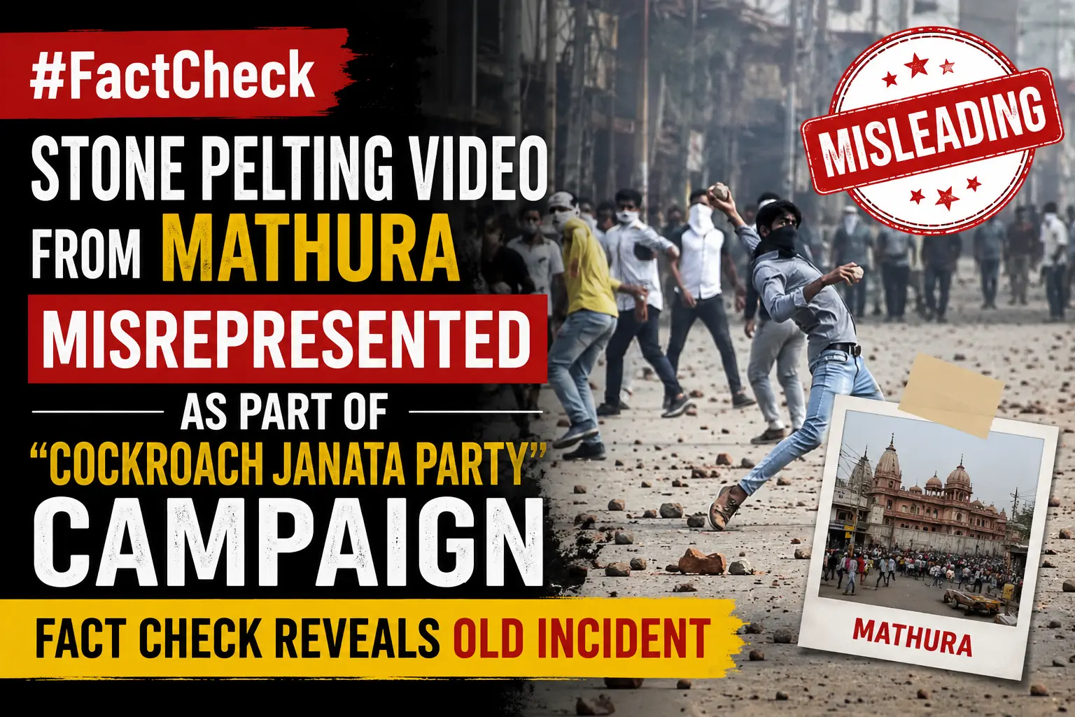 Stone Pelting Video from Mathura Misrepresented as Part of “Cockroach Janata Party” Campaign; Fact Check Reveals Old Incident