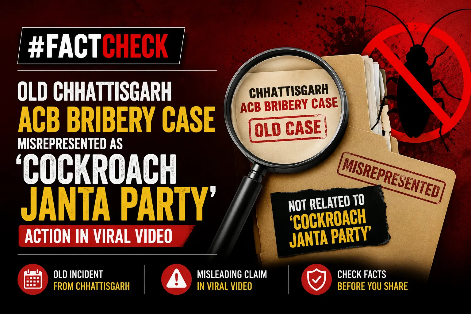 #FactCheck -Old Chhattisgarh ACB Bribery Case Misrepresented as ‘Cockroach Janta Party’ Action in Viral Video