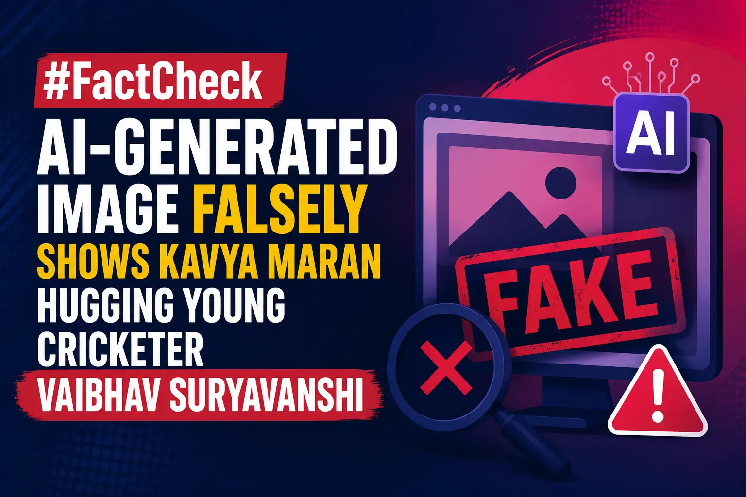 #FactCheck -AI-Generated Image Falsely Shows Kavya Maran Hugging Young Cricketer Vaibhav Suryavanshi