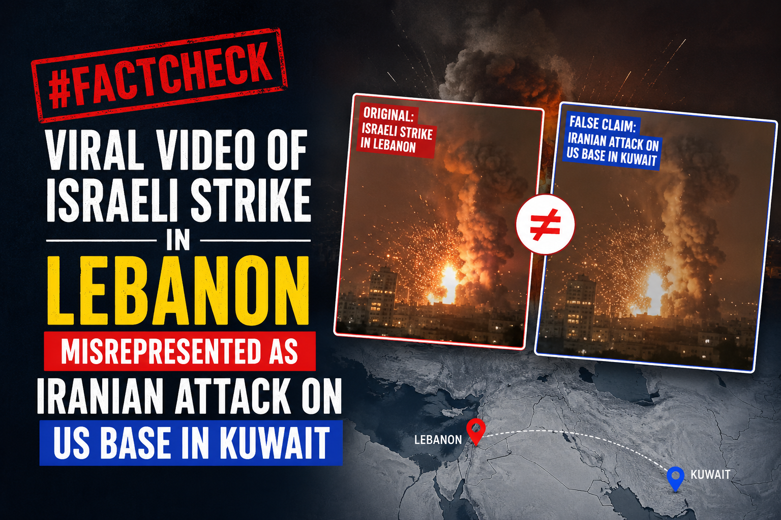 #FactCheck -Viral Video of Israeli Strike in Lebanon Misrepresented as Iranian Attack on US Base in Kuwait
