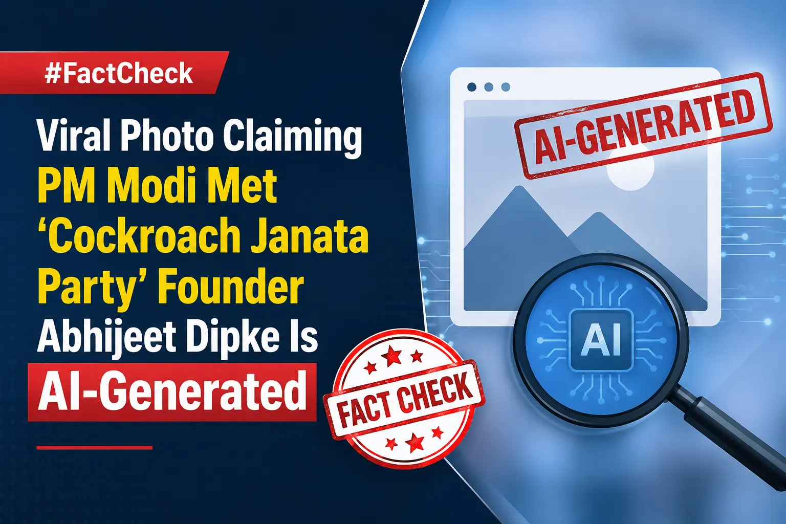 #FactCheck- Viral Photo Claiming PM Modi Met ‘Cockroach Janata Party’ Founder Abhijeet Dipke Is AI-Generated