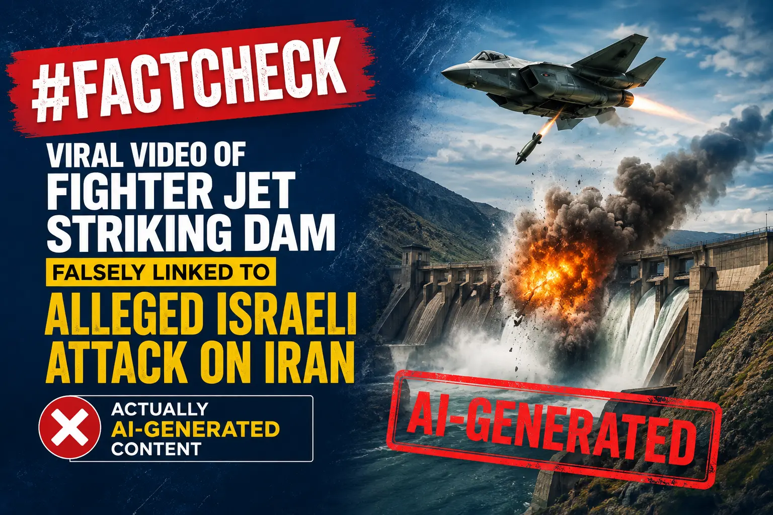 #FactCheck- Viral video of fighter jet striking dam falsely linked to alleged Israeli attack on Iran; actually AI-generated content