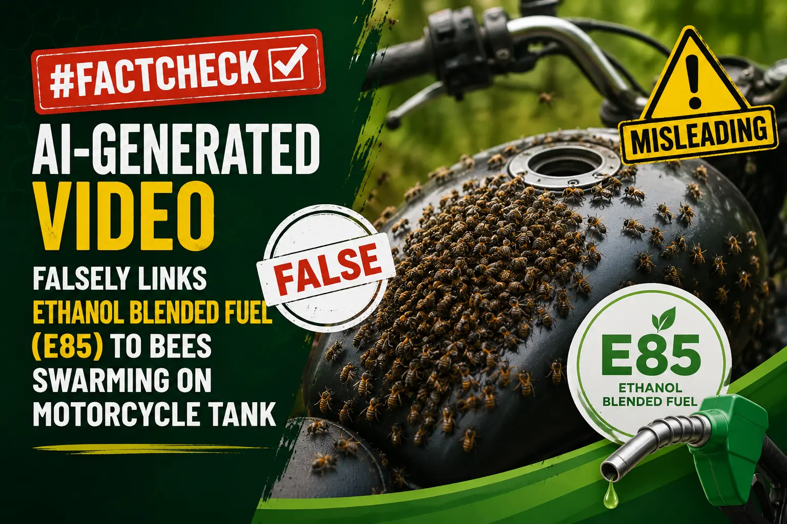#FactCheck-AI-generated video falsely links ethanol blended fuel (E85) to bees swarming on motorcycle tank