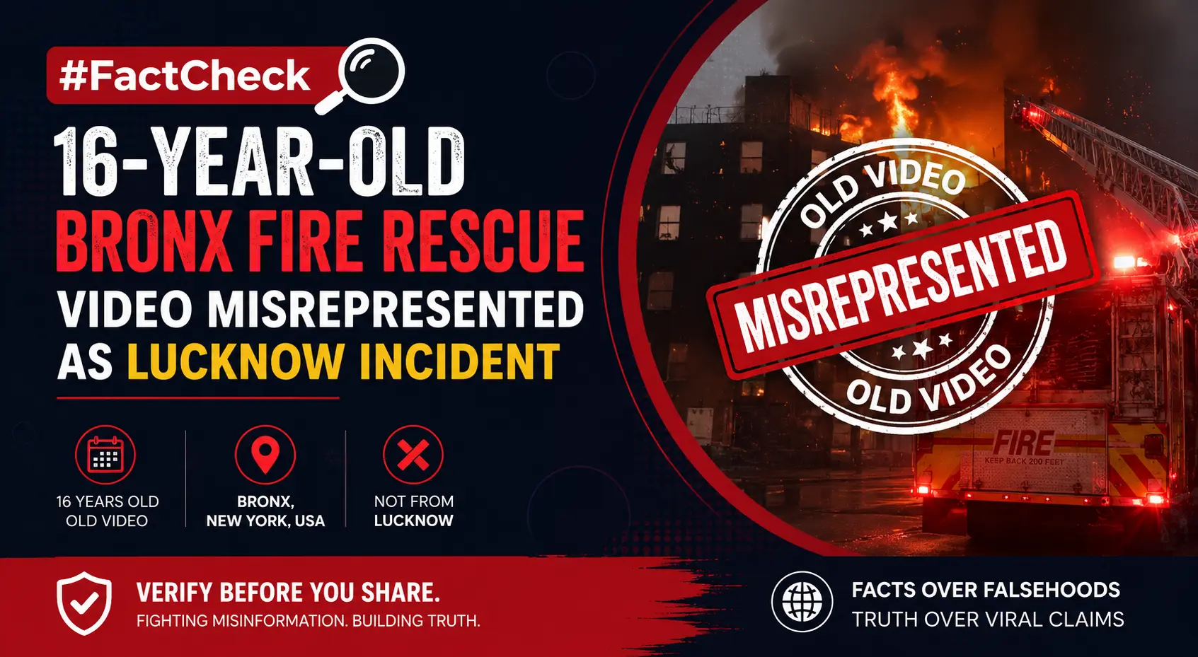 #FactCheck-16-Year-Old Bronx Fire Rescue Video Misrepresented as Lucknow Incident