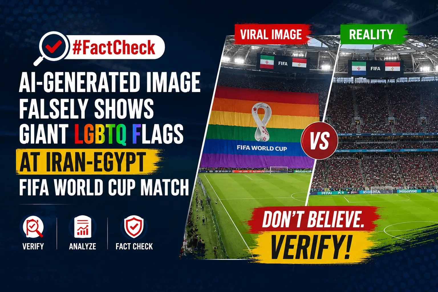 #FactCheck-AI-Generated Image Falsely Shows Giant LGBTQ Flags at Iran-Egypt FIFA World Cup Match