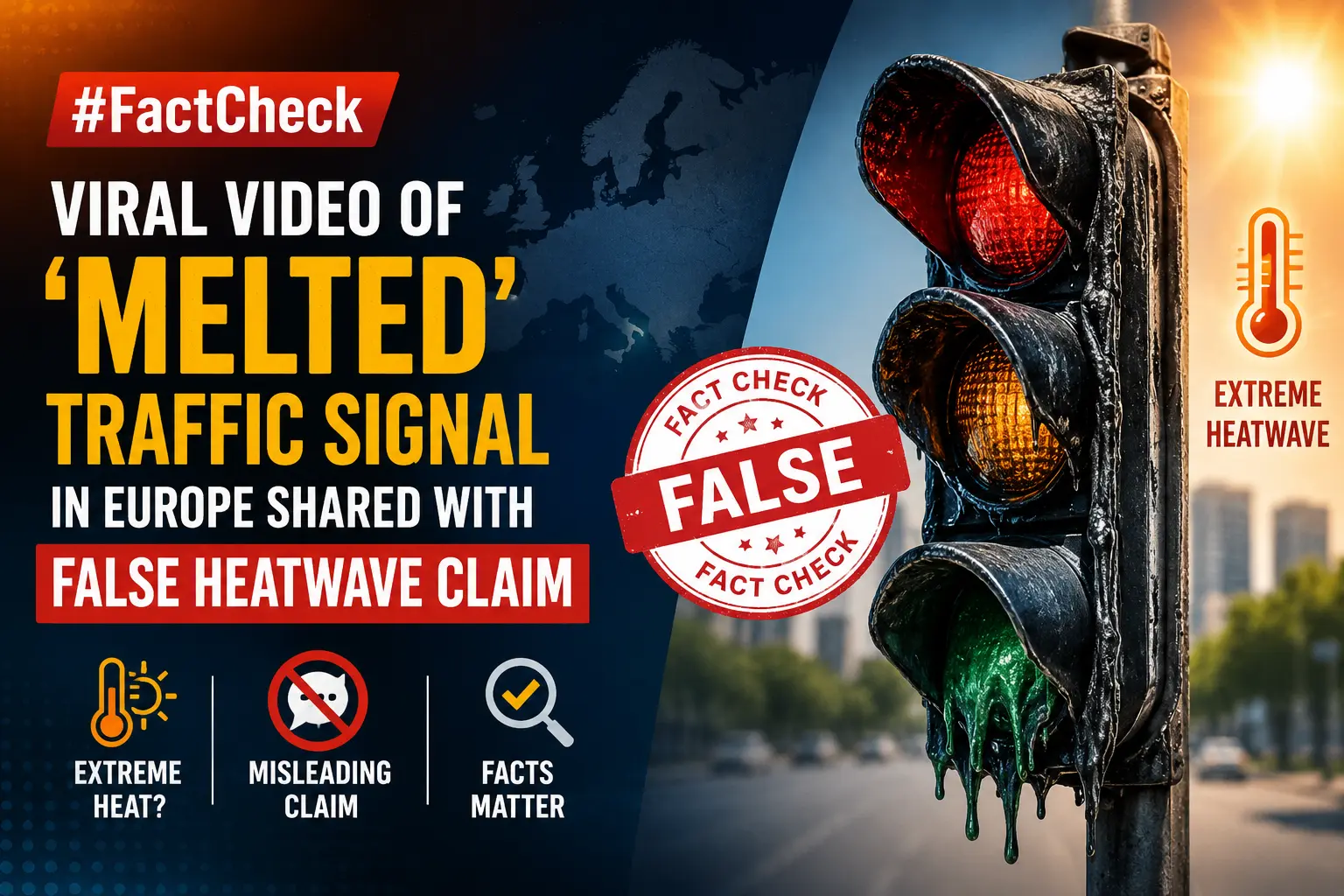 #FactCheck-Viral Video of 'Melted' Traffic Signal in Europe Shared with False Heatwave Claim