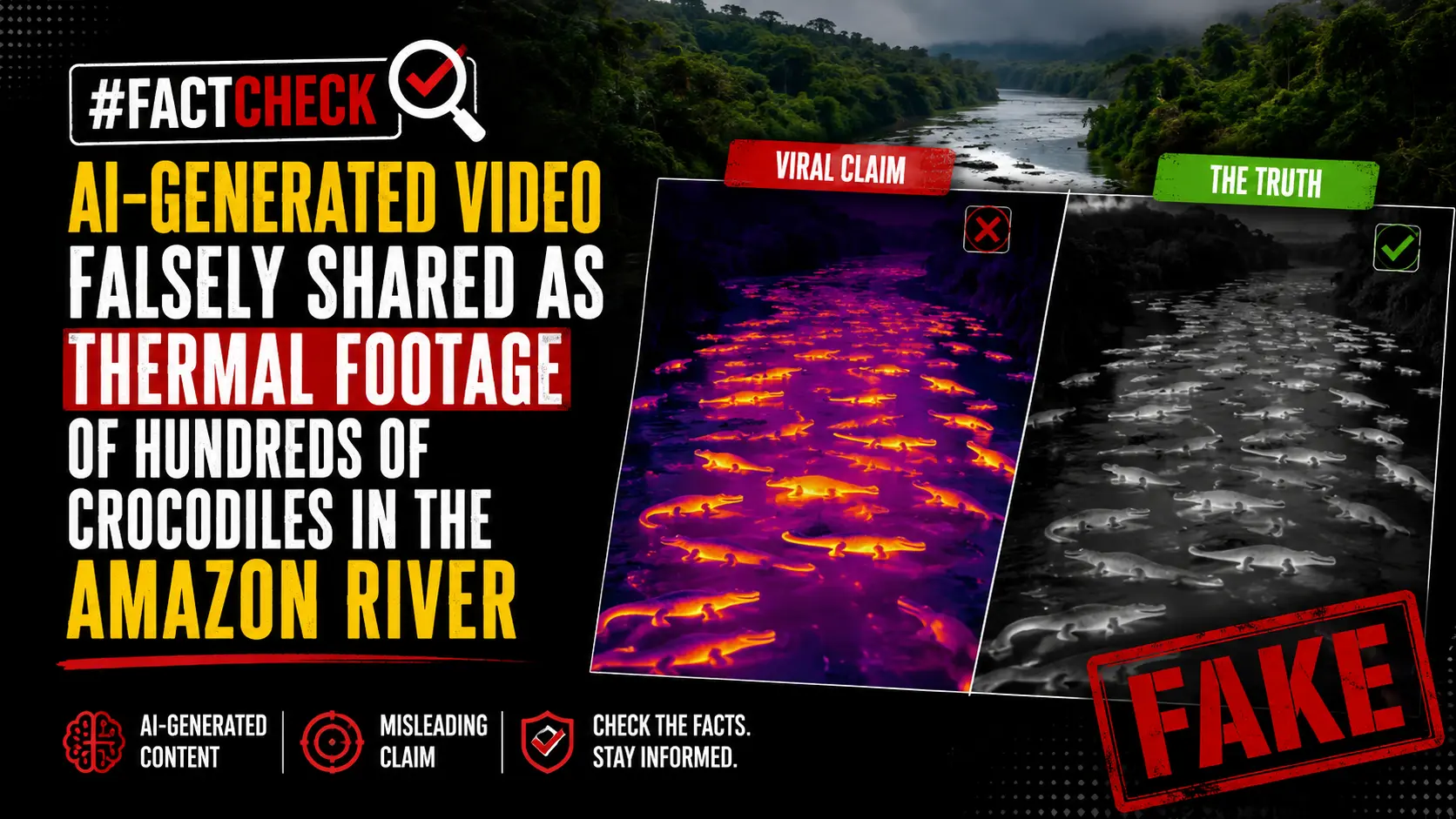 #FactCheck-AI-Generated Video Falsely Shared as Thermal Footage of Hundreds of Crocodiles in the Amazon River