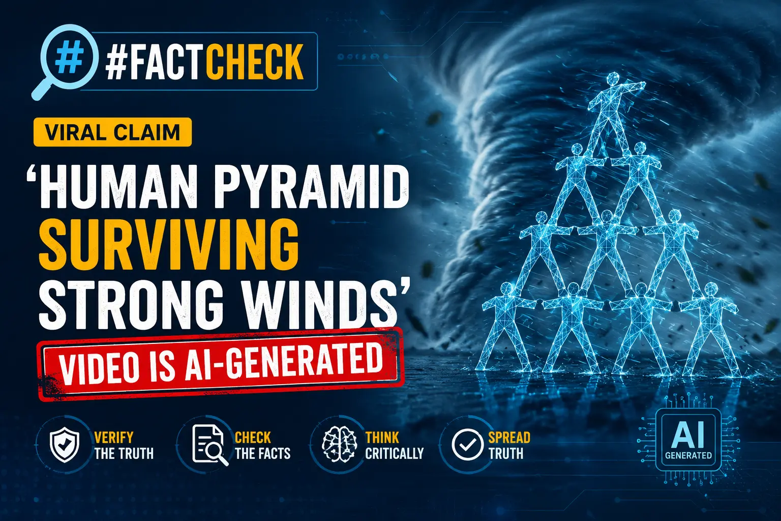 #FactCheck-Viral ‘Human Pyramid Surviving Strong Winds’ Video Is AI-Generated Introduction