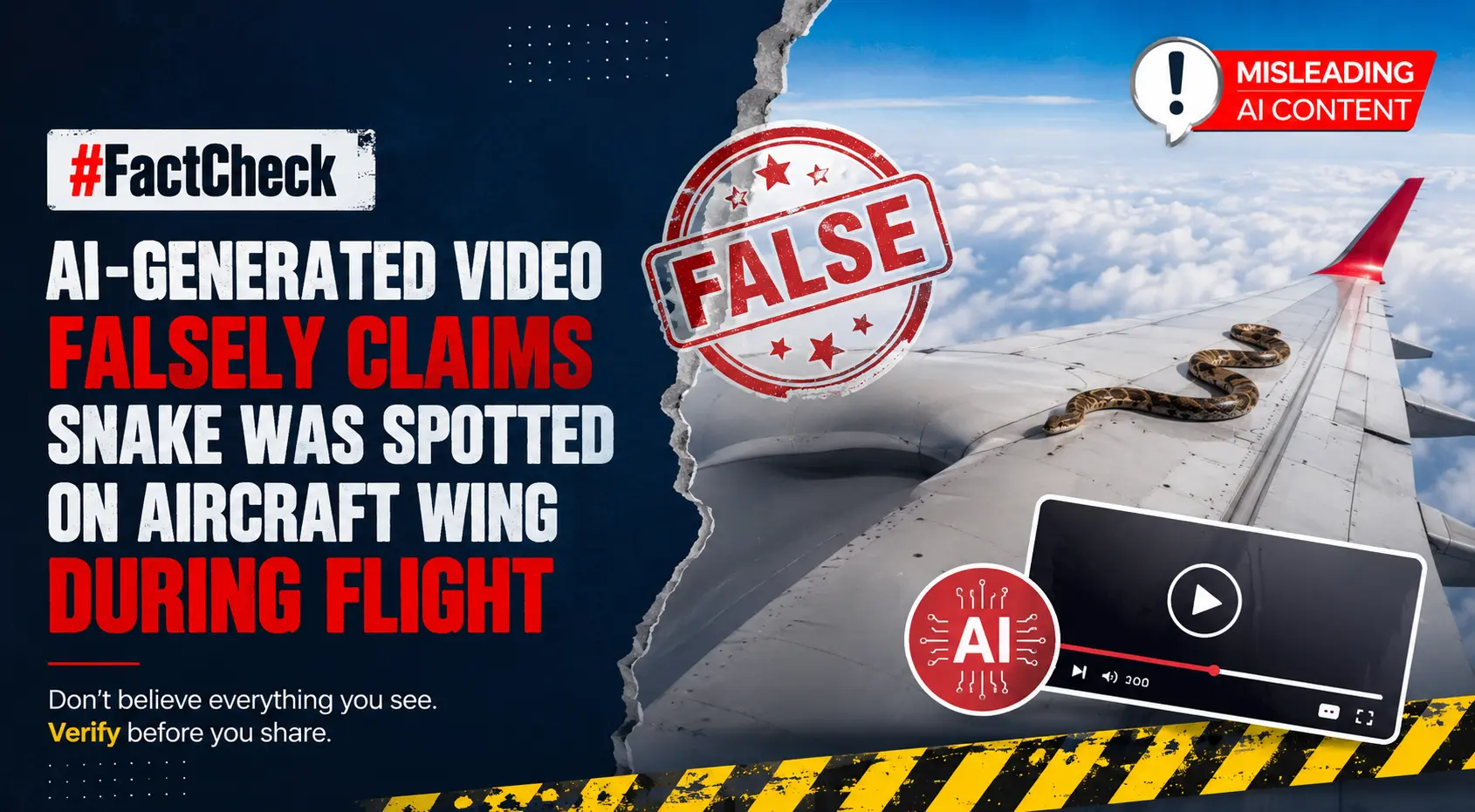 #FactCheck-AI-Generated Video Falsely Claims Snake Was Spotted on Aircraft Wing During Flight