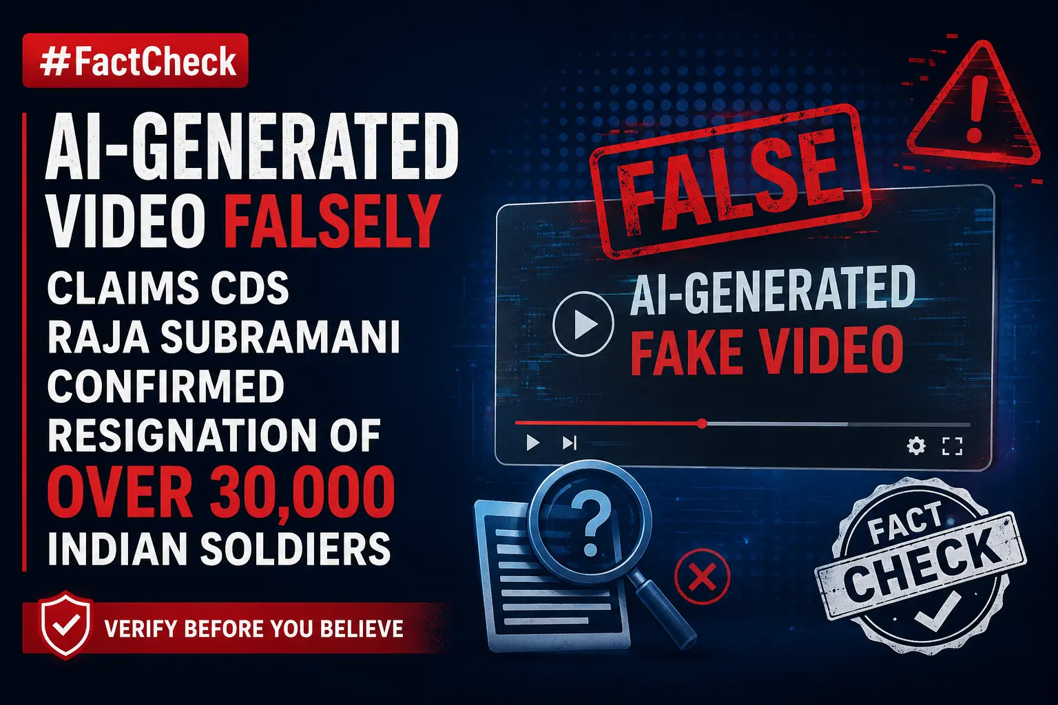 #FactCheck-AI-generated video falsely claims CDS Raja Subramani confirmed resignation of over 30,000 Indian soldiers