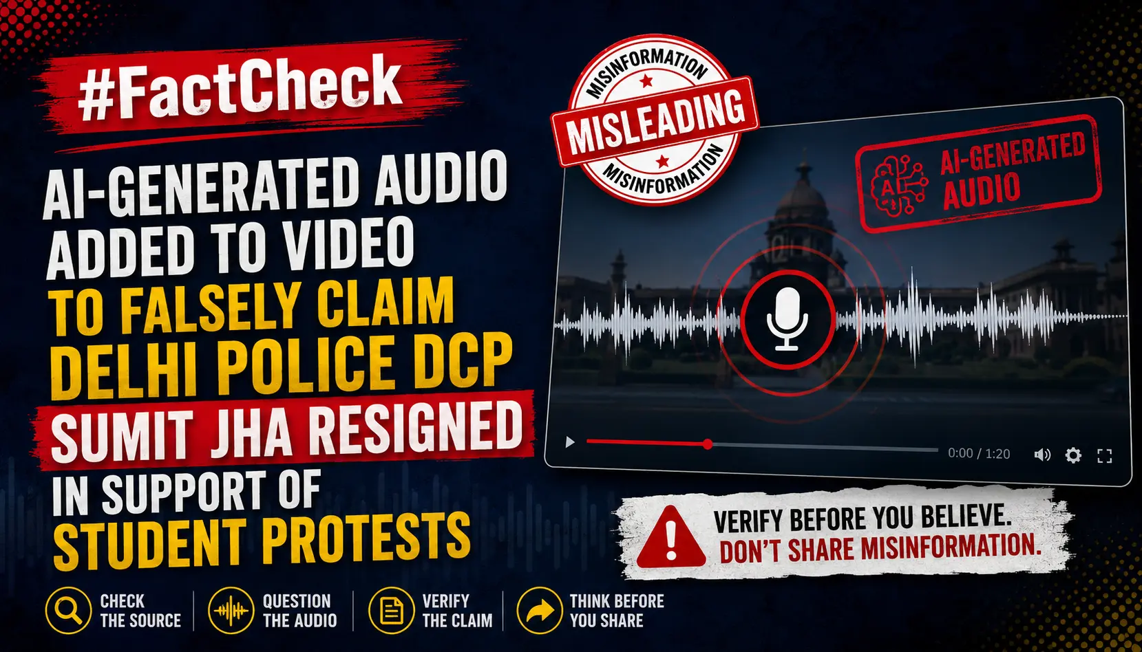 #FactCheck -AI-generated audio added to video to falsely claim Delhi Police DCP Sumit Jha resigned in support of student protests