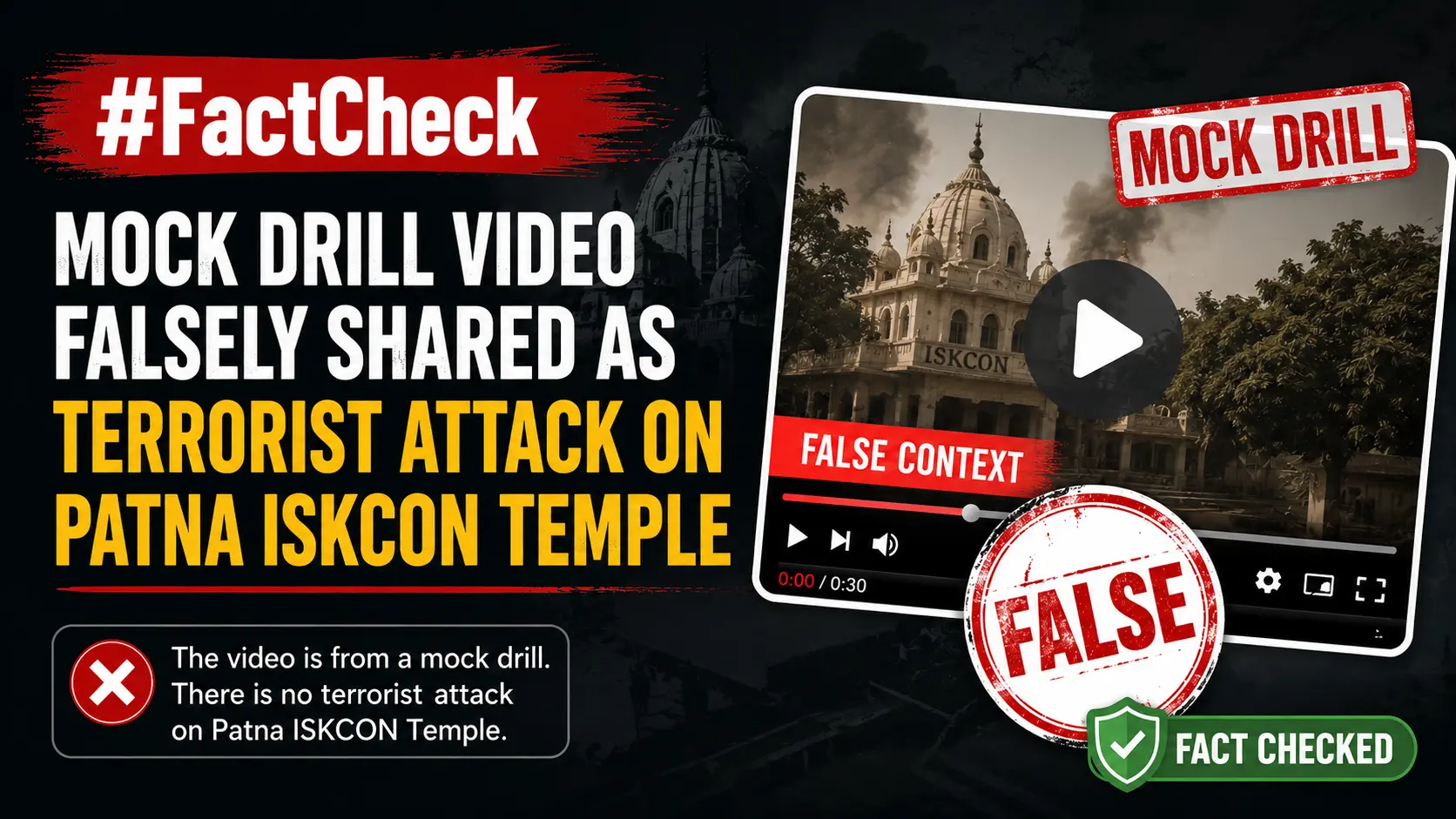 #FactCheck -Mock drill video falsely shared as terrorist attack on Patna ISKCON Temple