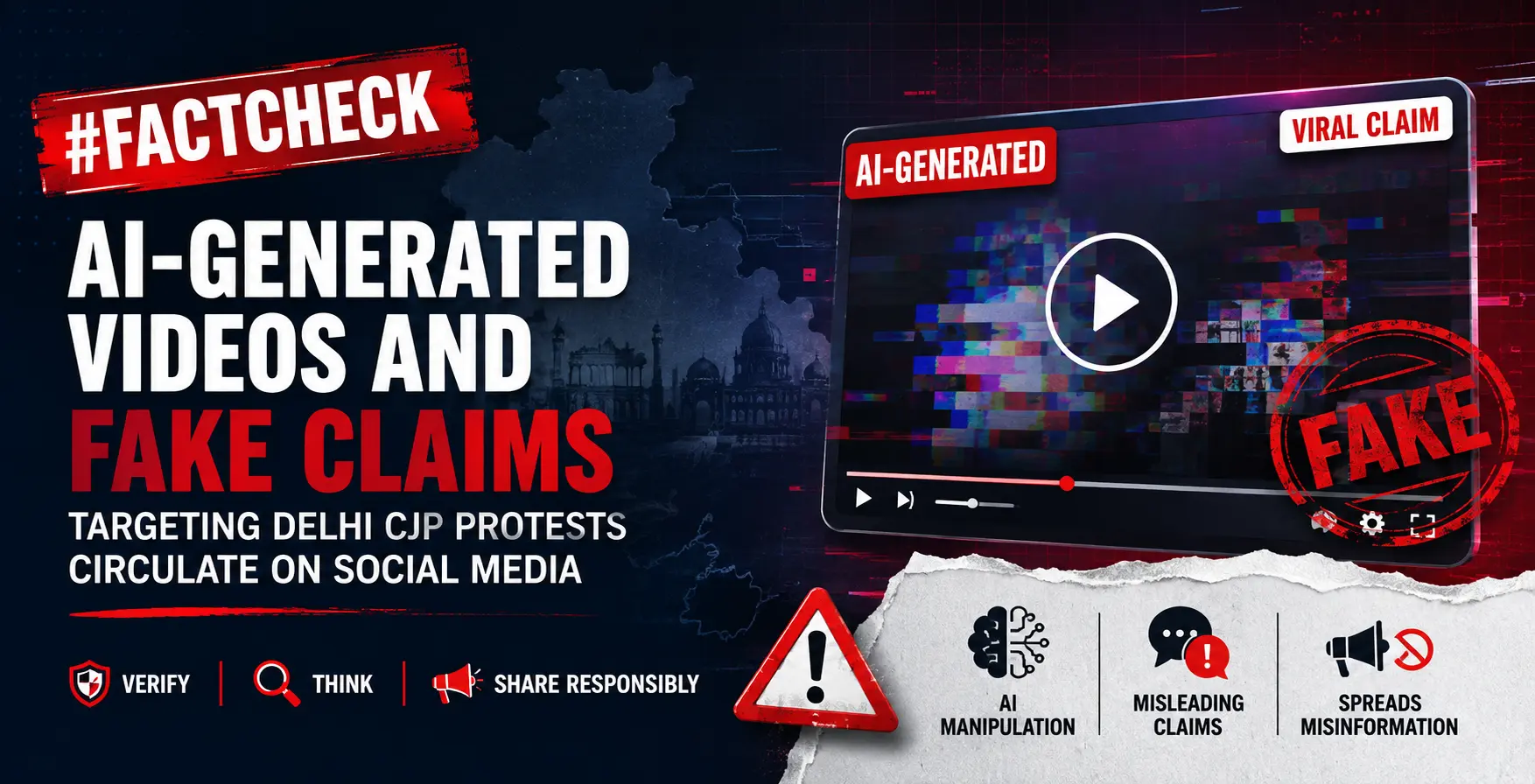 #FactCheck- AI-generated videos and fake claims targeting Delhi CJP protests circulate on social media.