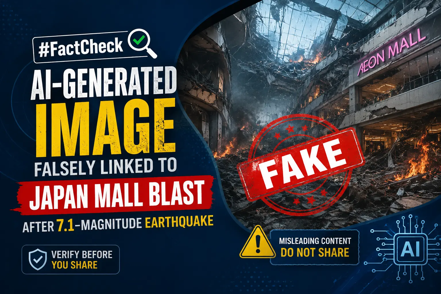#FactCheck: AI-generated image falsely linked to Japan mall blast after 7.1-magnitude earthquake