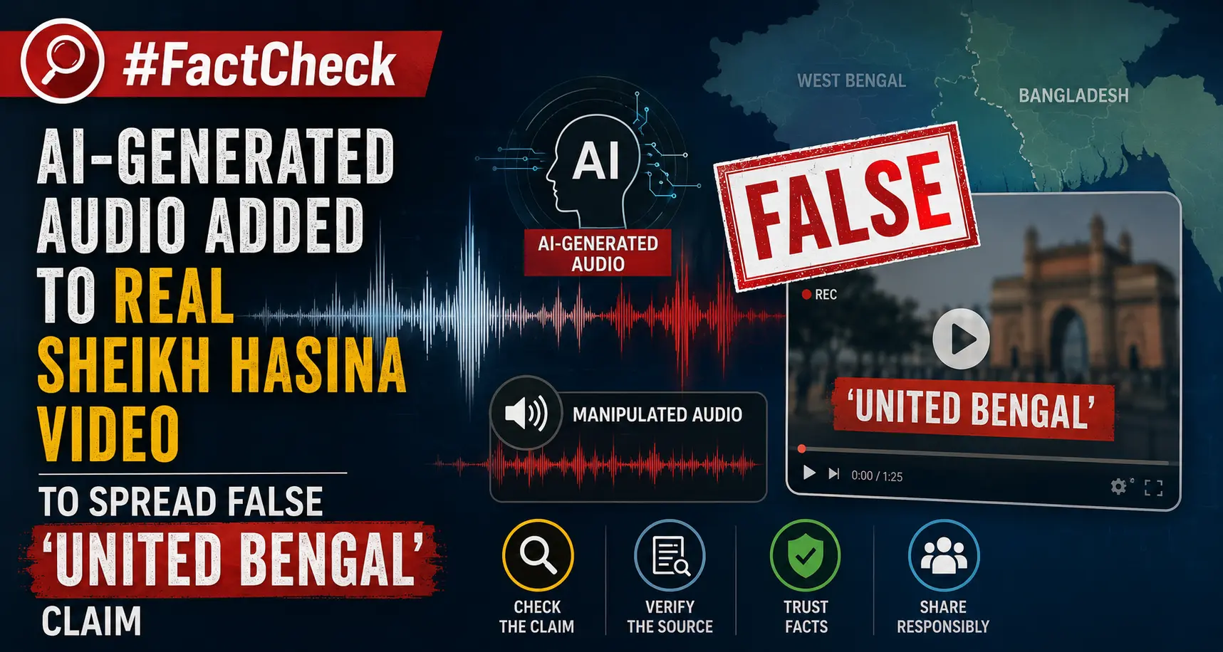 #FactCheck:AI-Generated Audio Added to Real Sheikh Hasina Video to Spread False ‘United Bengal’ Claim