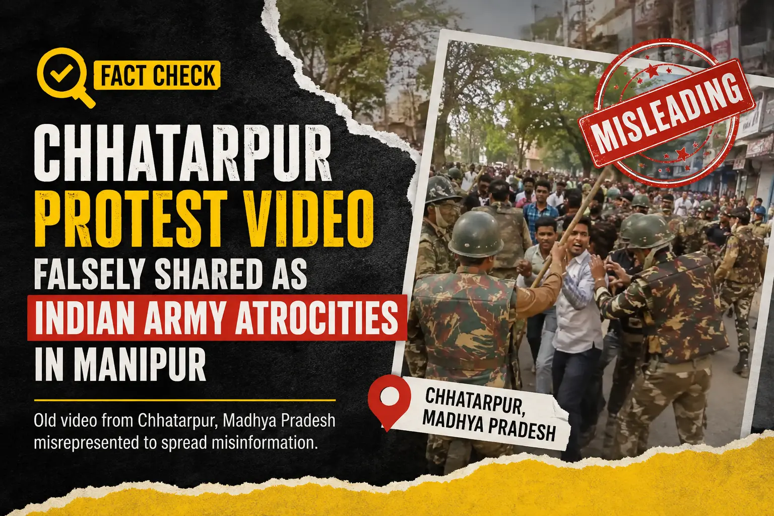 #FactCheck: Chhatarpur Protest Video Falsely Shared as Indian Army Atrocities in Manipur