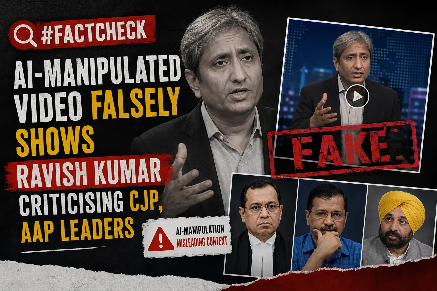 #FactCheck: AI-Manipulated Video Falsely Shows Ravish Kumar Criticising CJP, AAP Leaders