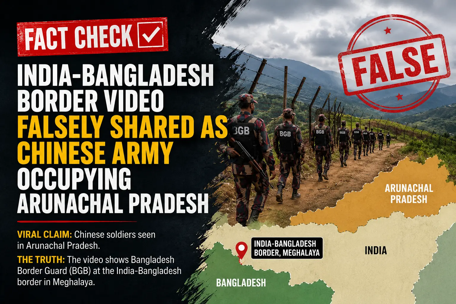 #FactCheck: India-Bangladesh Border Video Falsely Shared as Chinese Army Occupying Arunachal Pradesh
