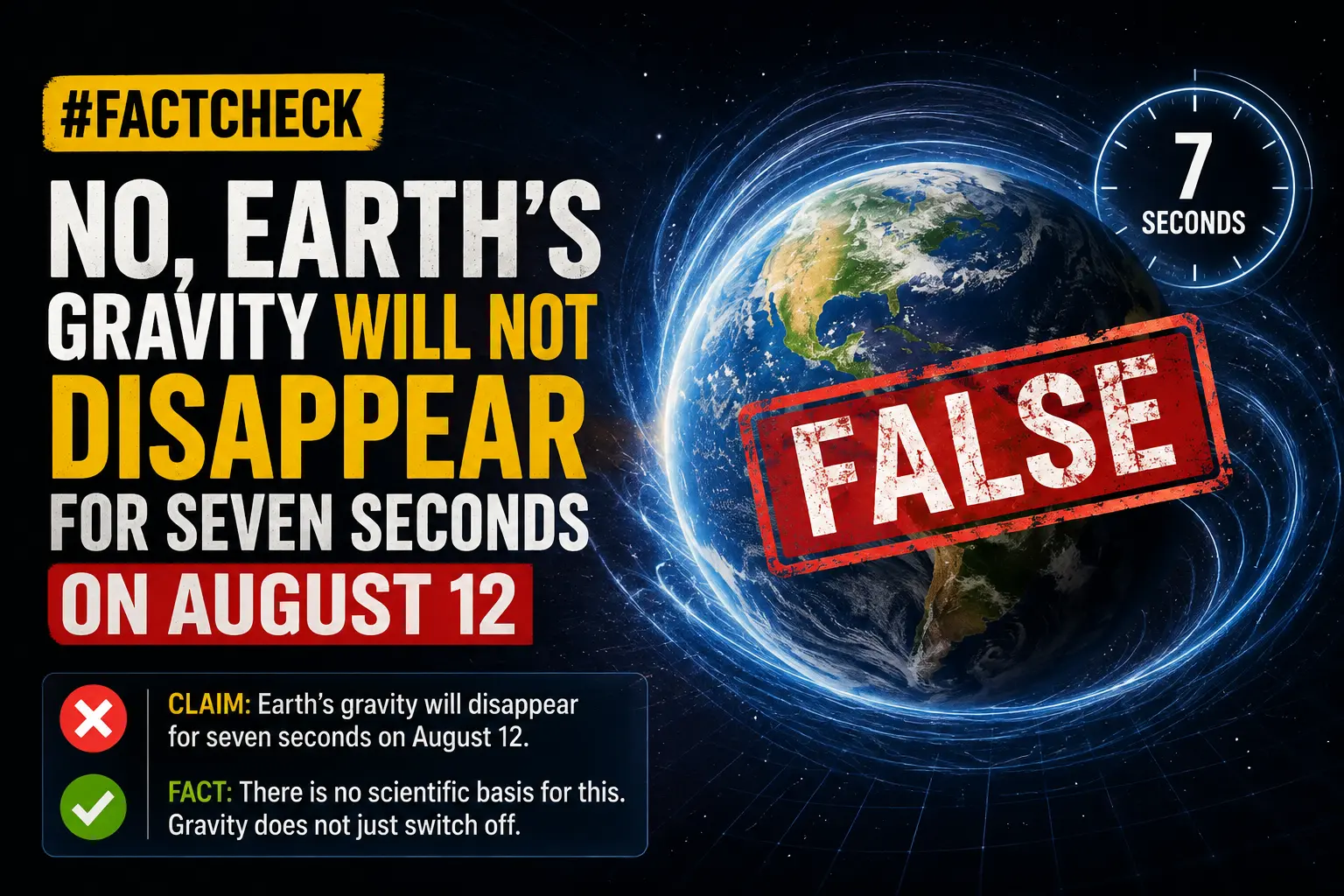 #FactCheck:No, Earth’s Gravity Will Not Disappear for Seven Seconds on August 12