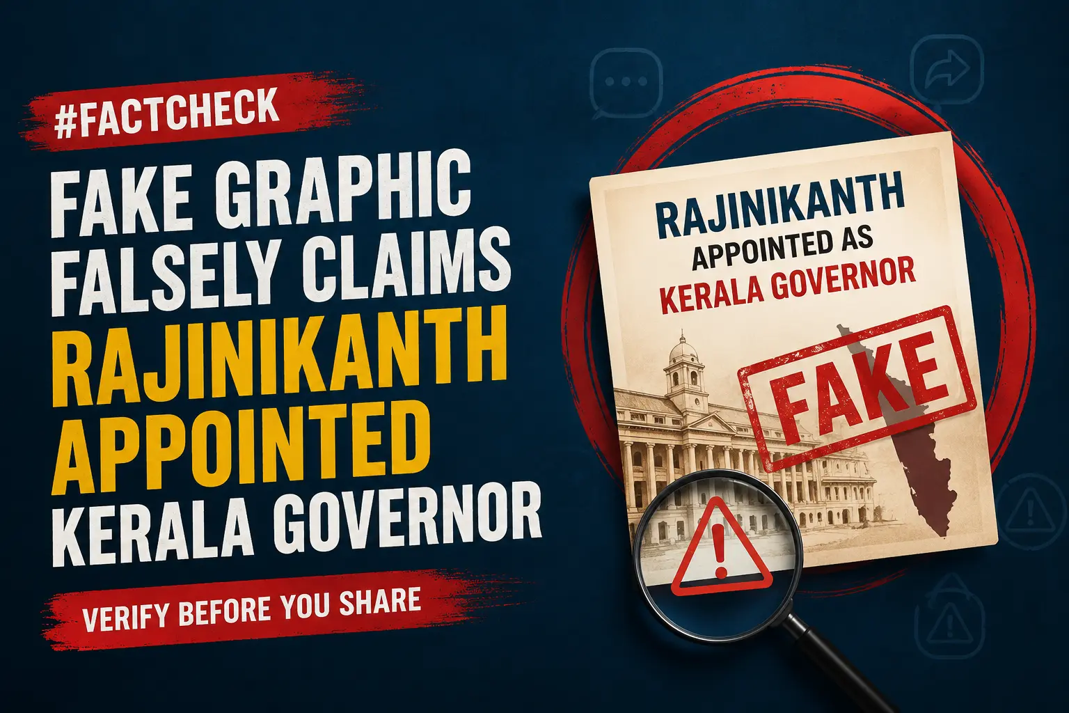 #FactCheck-Fake Graphic Falsely Claims Rajinikanth Appointed Kerala Governor