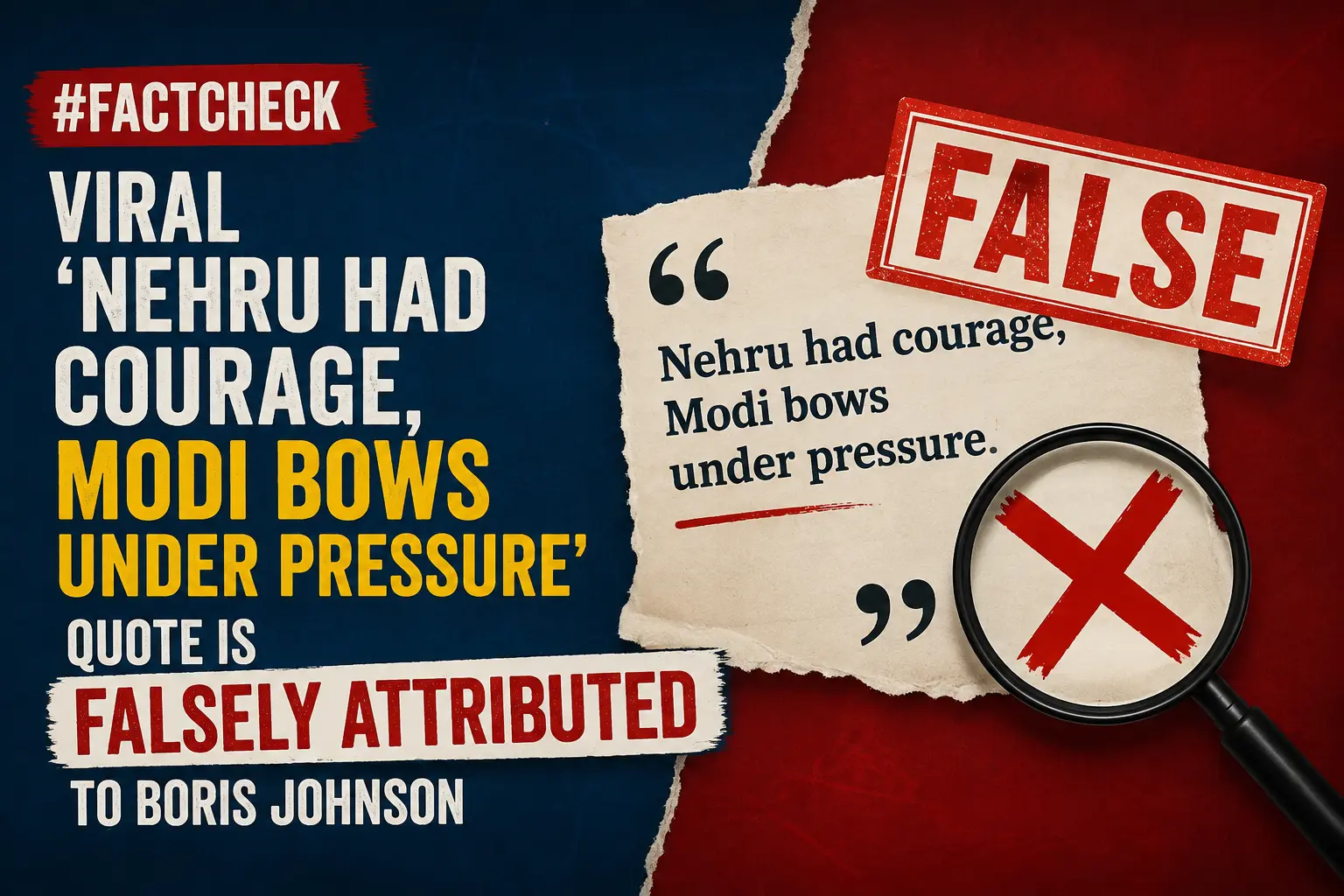 #FactCheck-Viral ‘Nehru Had Courage, Modi Bows Under Pressure’ Quote Is Falsely Attributed to Boris Johnson