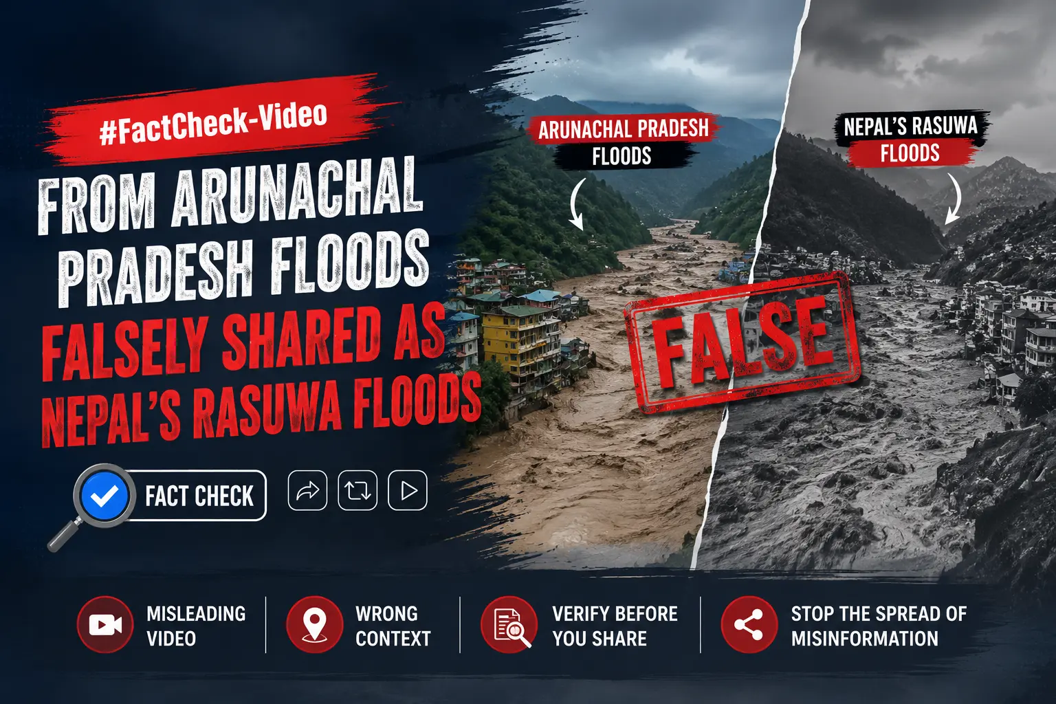 #FactCheck-Video From Arunachal Pradesh Floods Falsely Shared as Nepal’s Rasuwa Floods