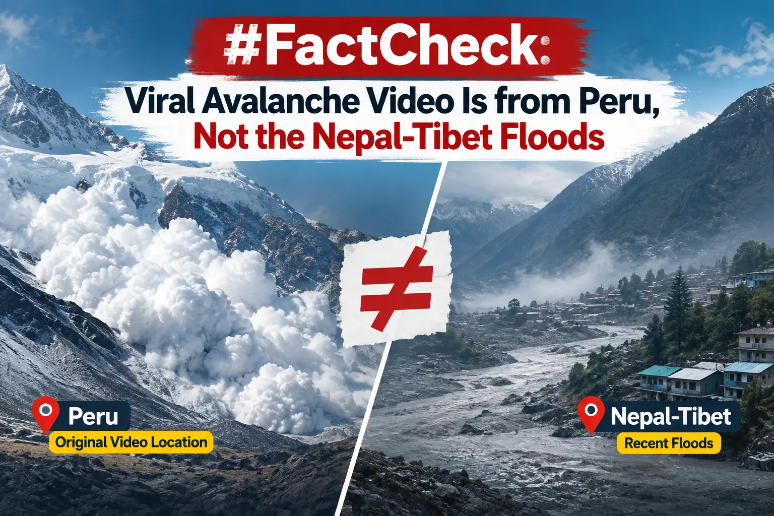 #FactCheck: Viral Avalanche Video Is from Peru, Not the Nepal-Tibet Floods