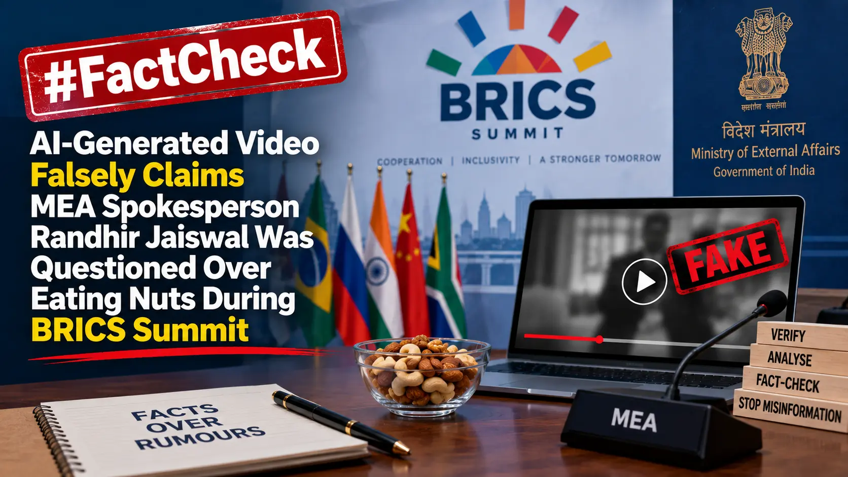 #FactCheck: AI-Generated Video Falsely Claims MEA Spokesperson Randhir Jaiswal Was Questioned Over Eating Nuts During BRICS Summit