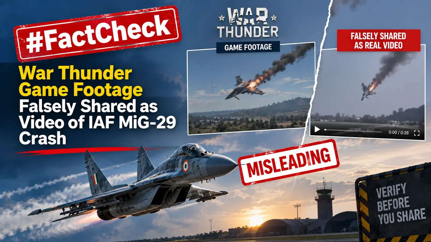 #FactCheck: War Thunder Game Footage Falsely Shared as Video of IAF MiG-29 Crash