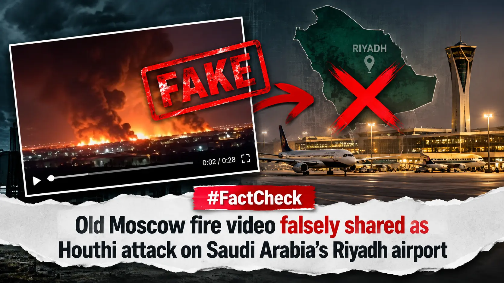 #FactCheck: Old Moscow fire video falsely shared as Houthi attack on Saudi Arabia’s Riyadh airport 