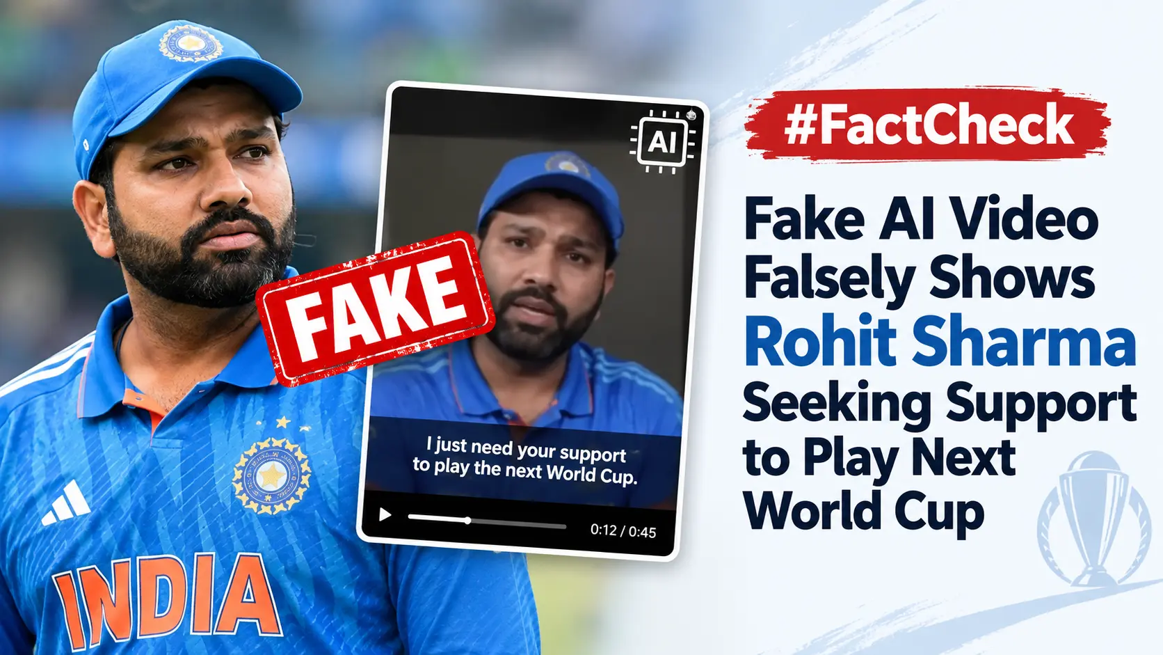 #FactCheck: Fake AI Video Falsely Shows Rohit Sharma Seeking Support to Play Next World Cup