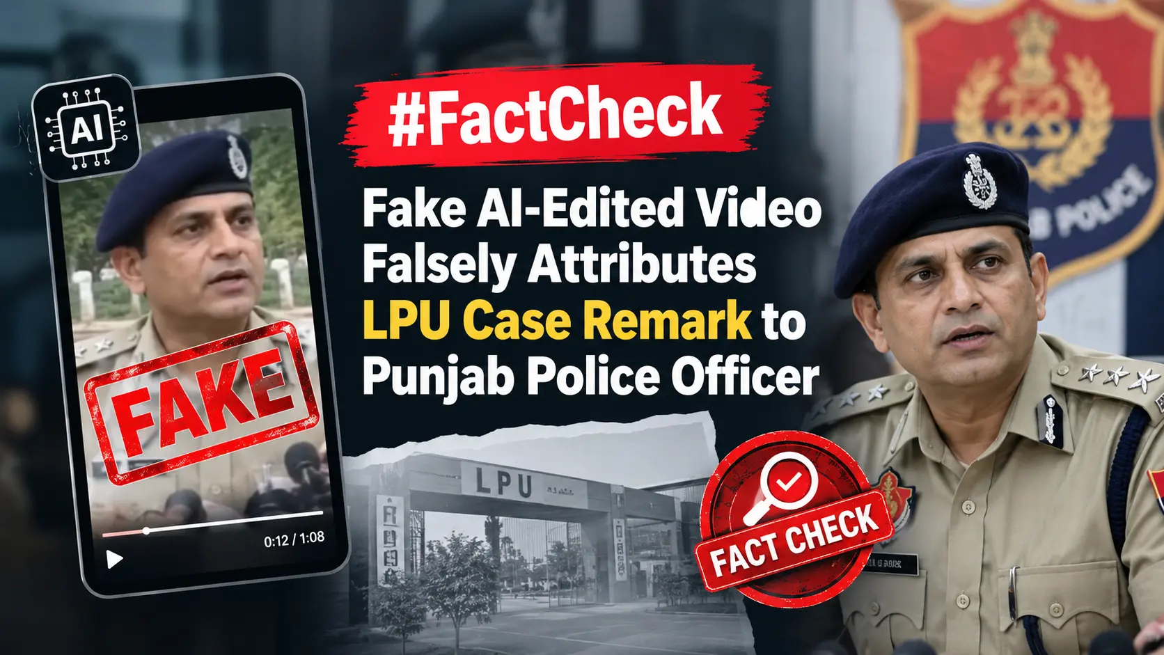 #FactCheck: Fake AI-Edited Video Falsely Attributes LPU Case Remark to Punjab Police Officer