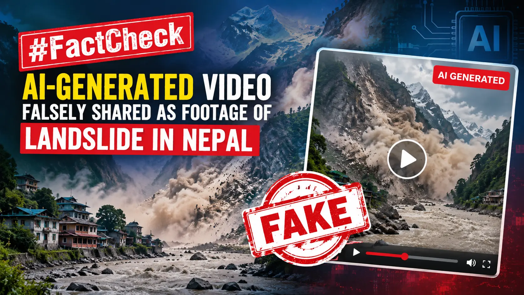 #FactCheck: AI-Generated Video Falsely Shared as Footage of Landslide in Nepal