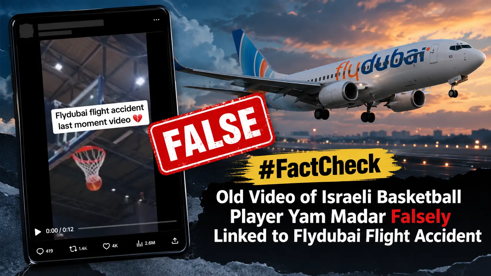 #FactCheck: Old Video of Israeli Basketball Player Yam Madar Falsely Linked to Flydubai Flight Accident