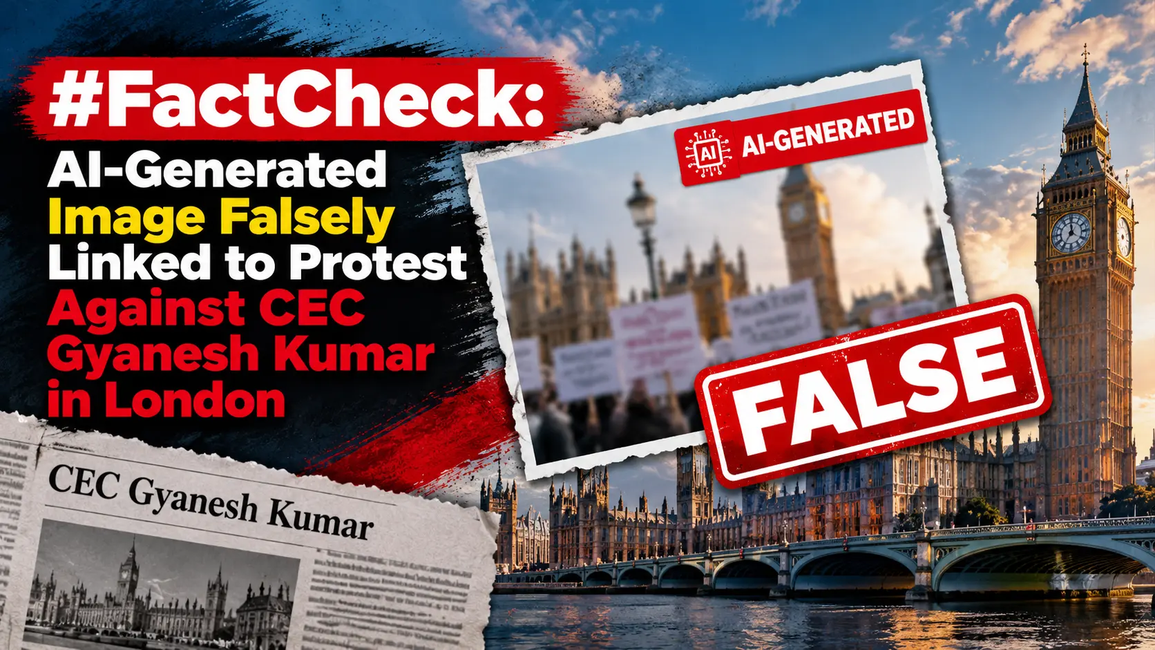 #FactCheck: AI-Generated Image Falsely Linked to Protest Against CEC Gyanesh Kumar in London