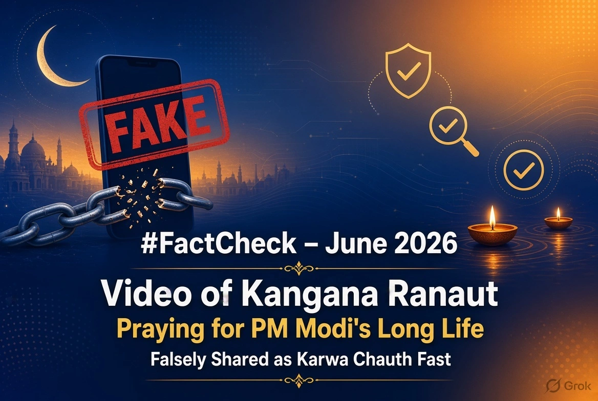 #FactCheck-June 2026 Video of Kangana Ranaut Praying for PM Modi’s Long Life Falsely Shared as Karwa Chauth Fast