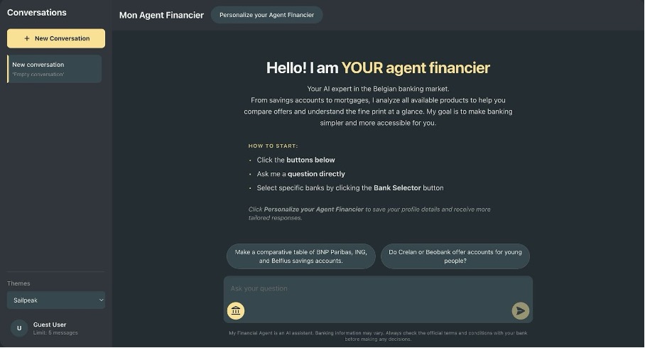 📸 [IMAGE — Mon Agent Financier interface / first interaction]