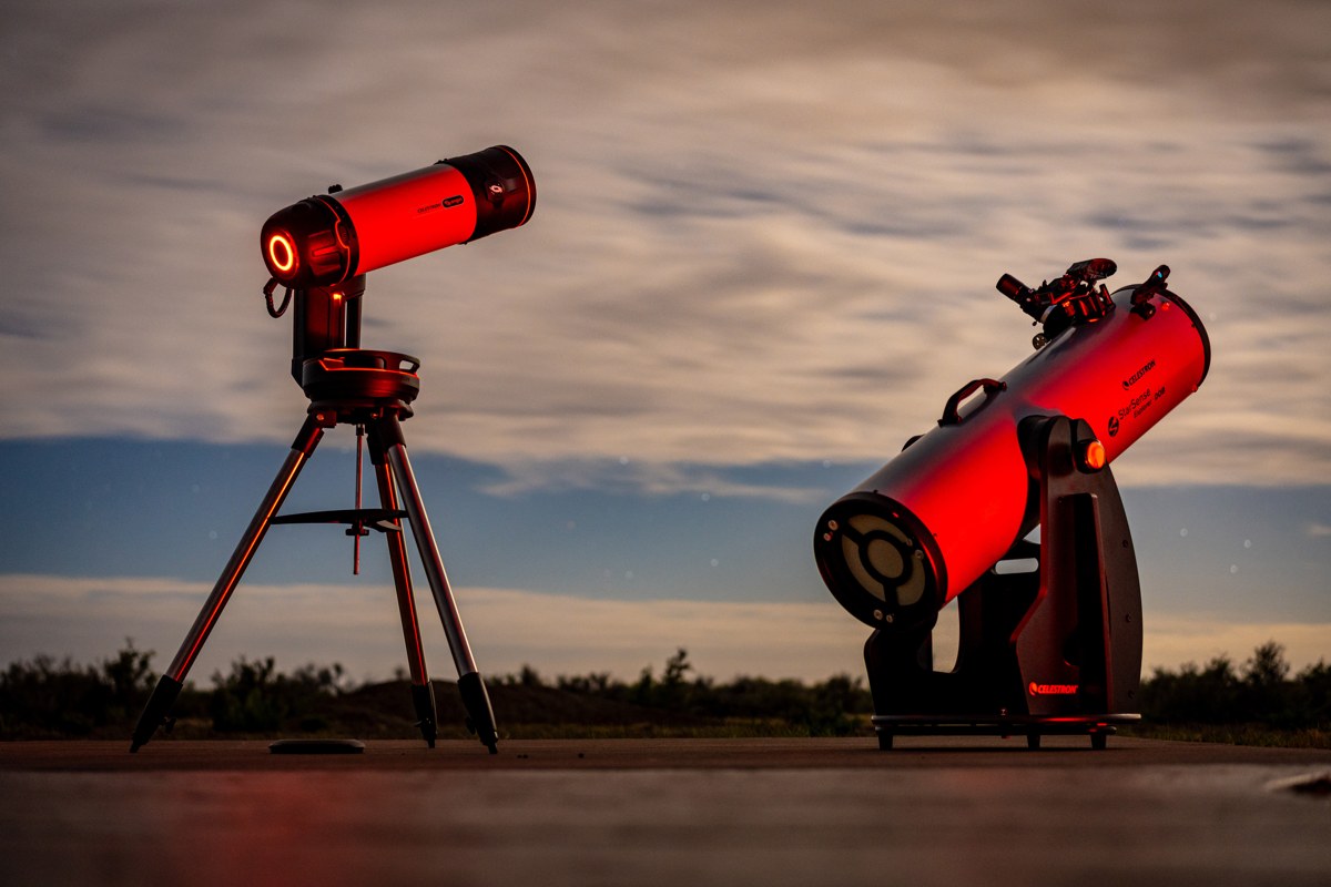 Two Celestron telescopes at dusk