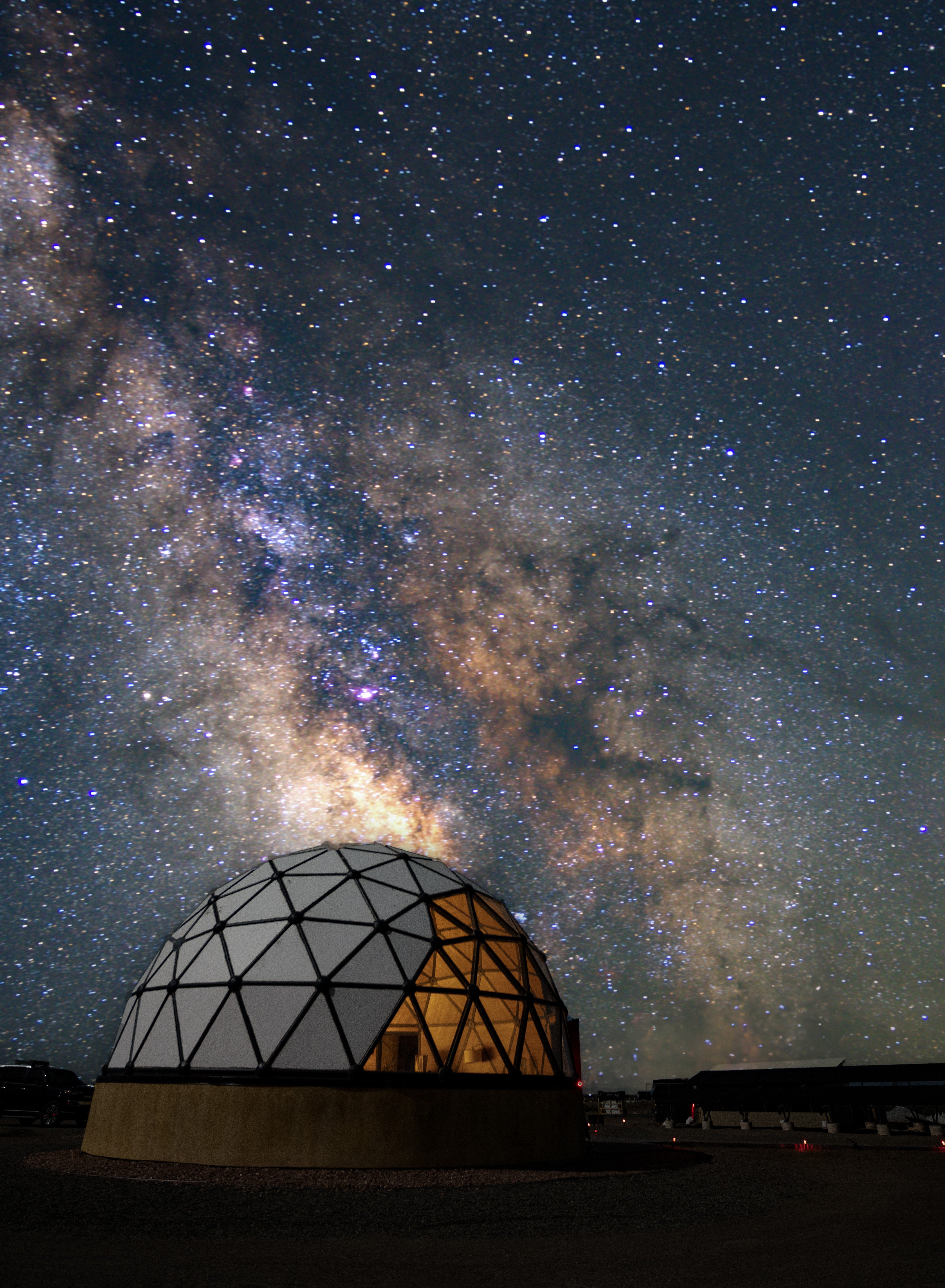 Guests under the night sky at Kosmos
