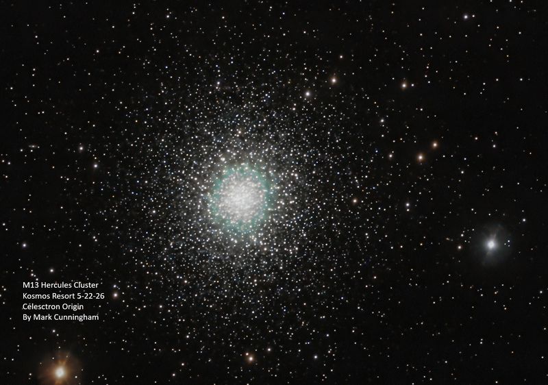 M13 Hercules Cluster, shot at Kosmos by Mark Cunningham
