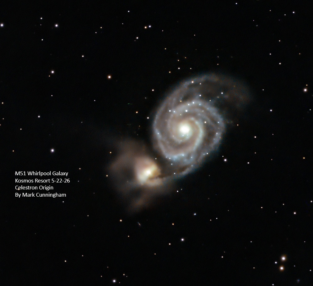 The M51 Whirlpool Galaxy photographed from Kosmos by Mark Cunningham