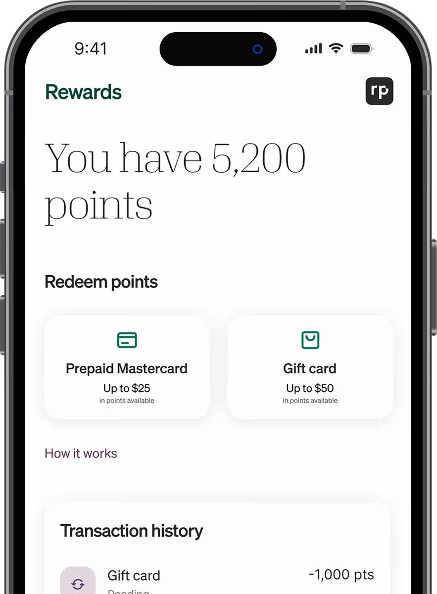 smartphone showing the rewards interface within the Homebody App.