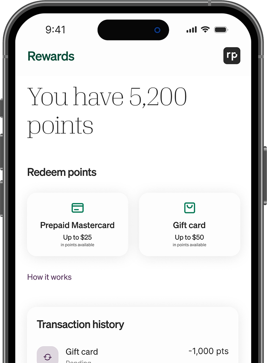 smartphone showing the rewards interface within the Homebody App.