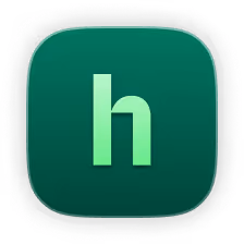 A green square with a light green h. The homebody badge