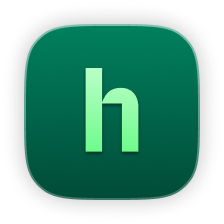 A green square with a light green h. The homebody badge