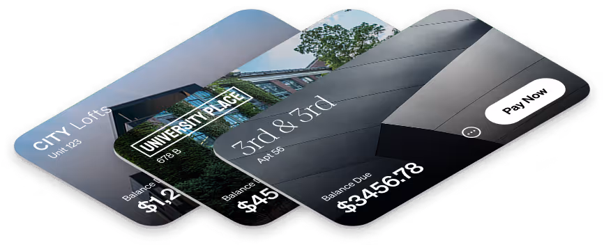 A collection of three isometric cards.