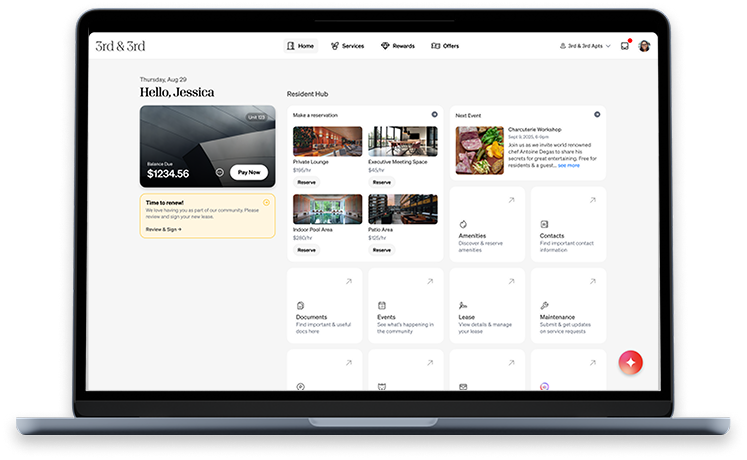 A 3d mockup of a laptop with the homebody dashboard on it
